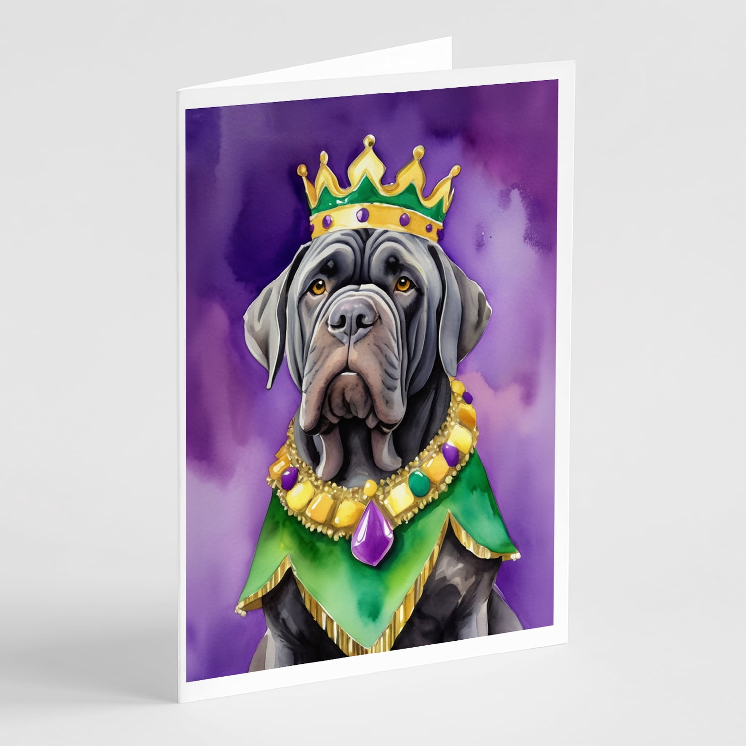 Neapolitan Mastiff King of Mardi Gras Greeting Cards Pack of 8 7 in x 5 in