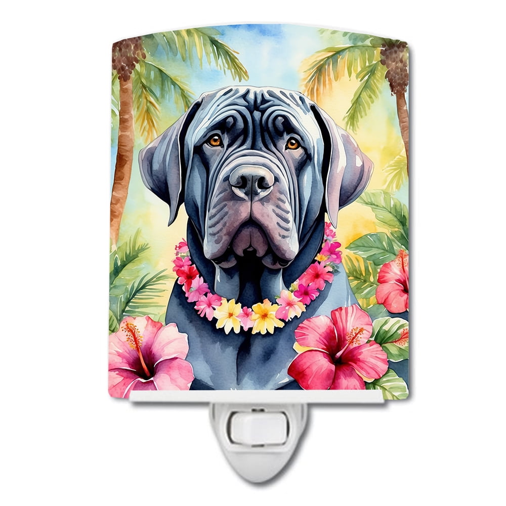 Neapolitan Mastiff Luau Ceramic Night Light 4 in x 6 in