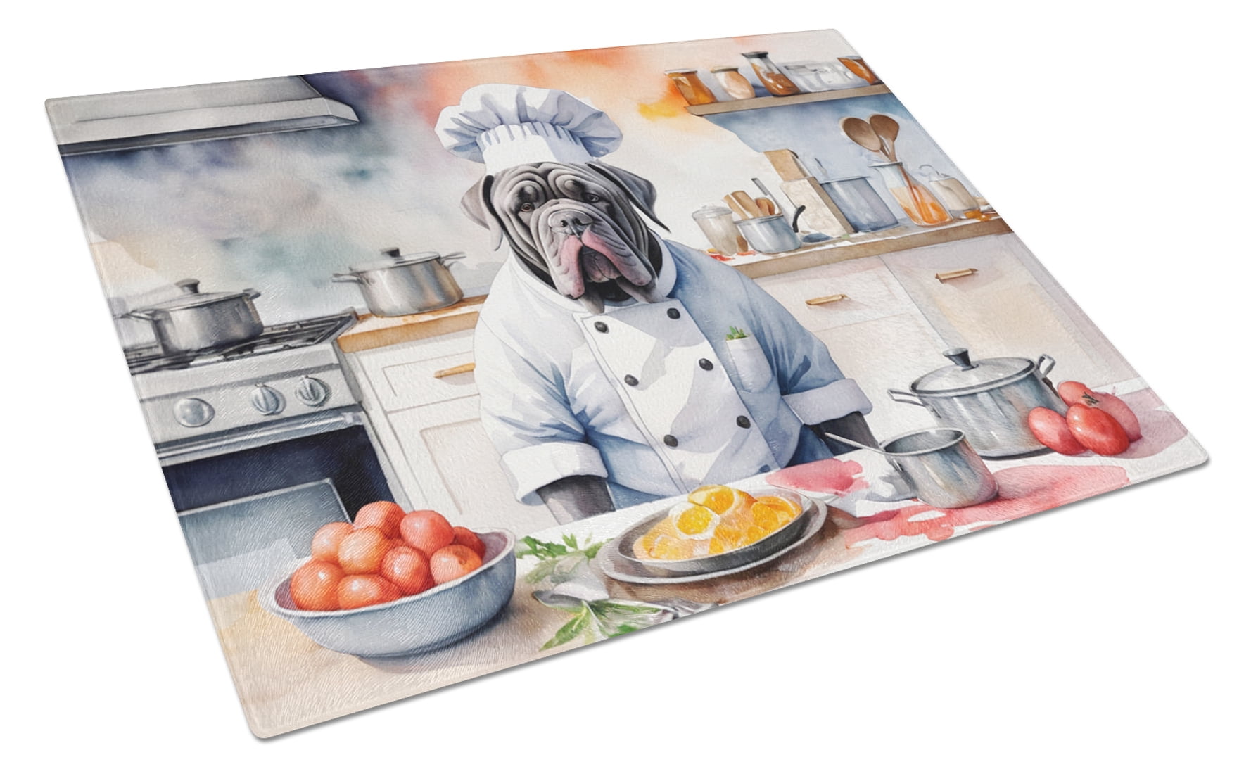 Neapolitan Mastiff The Chef Glass Cutting Board 12 in x 15 in