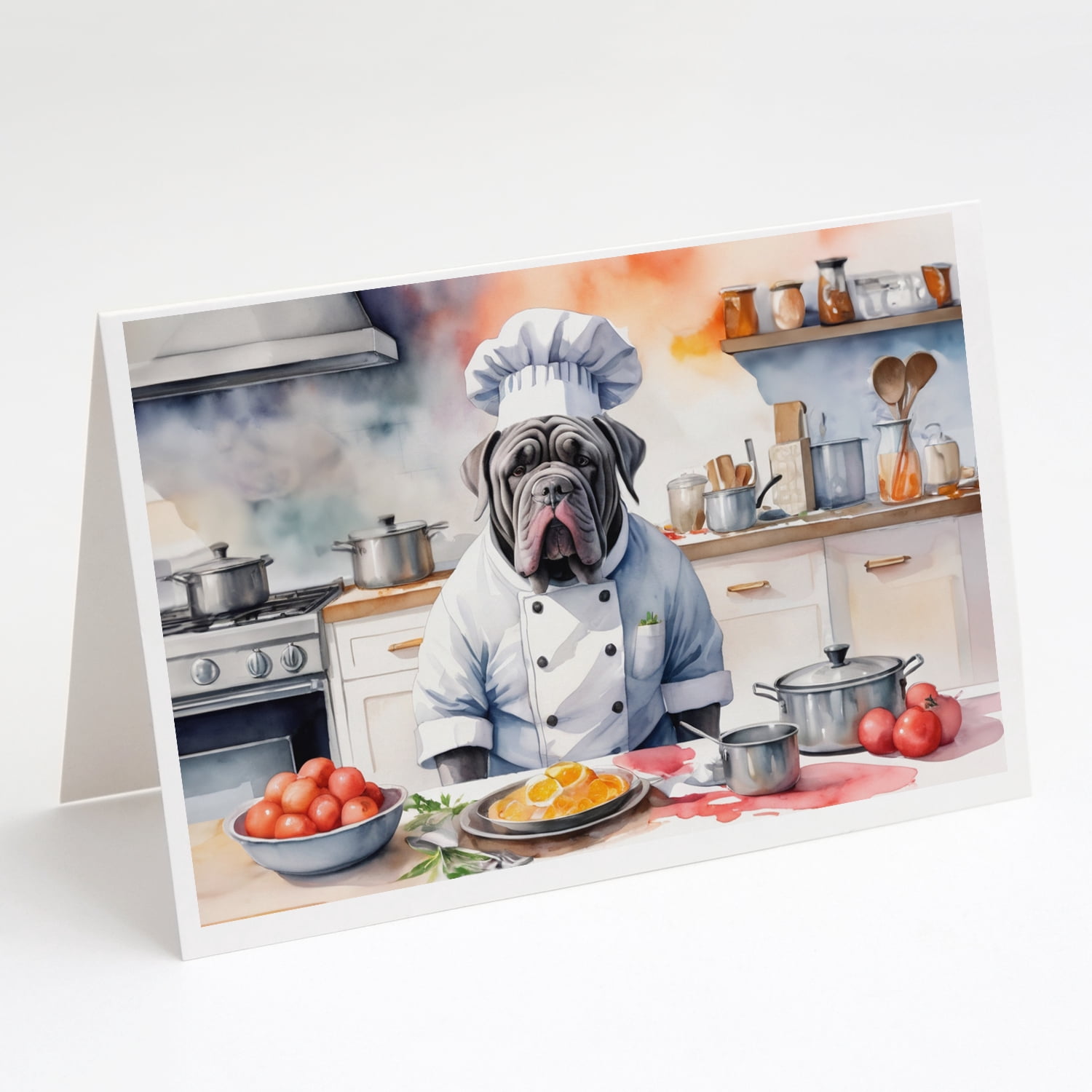 Neapolitan Mastiff The Chef Greeting Cards Pack of 8 7 in x 5 in
