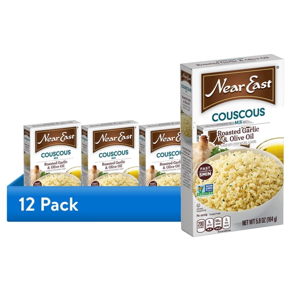 (12 pack) Near East Roasted Garlic & Olive Oil Couscous Mix, Packaged Meal, Shelf-Stable 5.8 oz Box