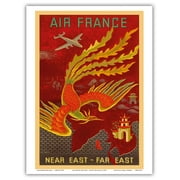 Near East Far East - France - Vintage Airline Travel Poster by Lucien Boucher c.1947 - Master Art Print (Unframed) 9in x 12in