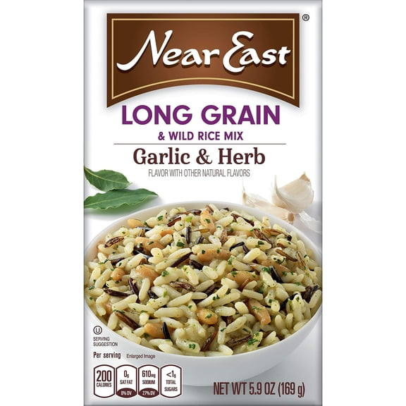 Near East Long Grain & Wild Rice Mix, Garlic & Herb, 5.9oz (Pack of 4)
