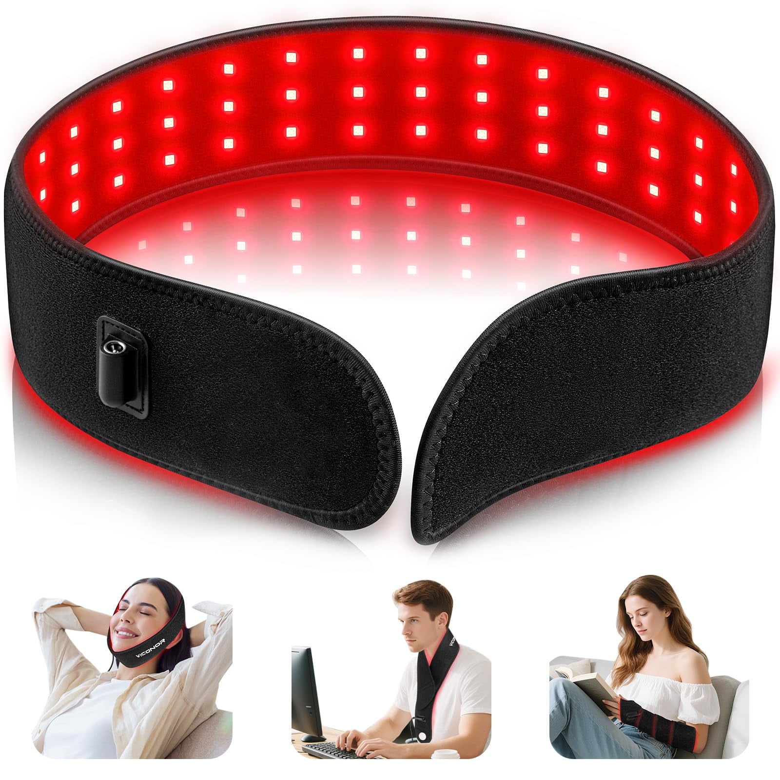 Near Infrared Light Therapy for Face Neck 15W Wearable Red Light Neck Wrap with Timer Belt for Chin Hand Wrist Knee Unisex Gift