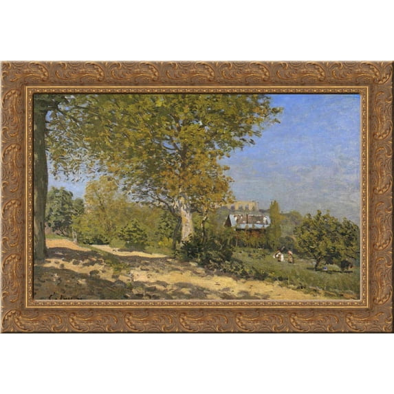 Near Louveciennes 24x18 Gold Ornate Wood Framed Canvas Art by Alfred Sisley