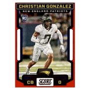 Near Mint 2023 Score #381 Christian Gonzalez Rookie New England Patriots Football Card New England Patriots NFL Football Trading Card