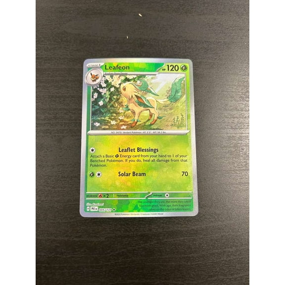 Near Mint 2025 Prismatic Evolutions Leafeon Reverse Holo Rare #5/131 English Pokmon Card
