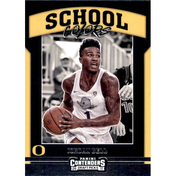2017-18 Panini Contenders Draft School Colors Rookie Insert #32 Jordan Bell Oregon Ducks Basketball Card Oregon Ducks NBA Basketball Trading Card