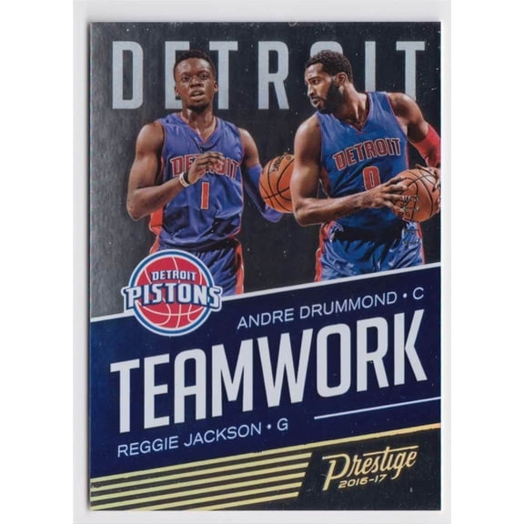 Near Mint NBA Prestige Teamwork Rainbow #21 Insert Parallel Reggie Jackson Andre Drummond Detroit Pistons Detroit Pistons NBA Basketball Trading Card