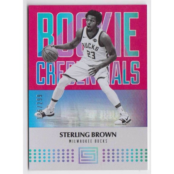 Near Mint Panini Status Rookie Credentials Red Sterling Brown #17 Rookie Insert Parallel NBA Basketball Card Milwaukee Bucks NBA Basketball Card