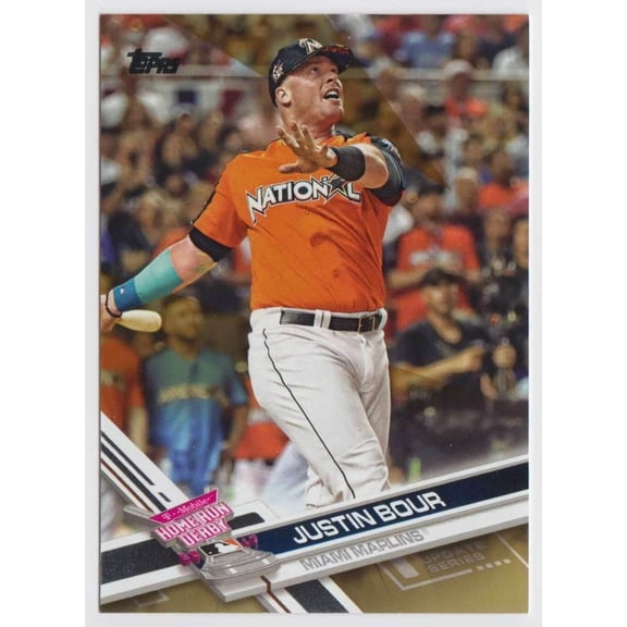 Near Mint Plus Update Gold #US134 Justin Bour Topps Parallel Baseball Card Miami Marlins MLB Baseball Trading Card