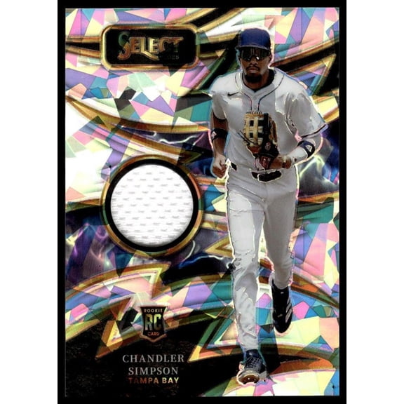 Near Mint or Better 2025 Panini Select Chandler Simpson SP-CS Sparks Relics Flash Prizm MEM Baseball Card Tampa Bay Rays MLB BASEBALL Trading Card