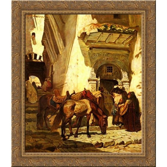 Near The Kasbah 20x22 Gold Ornate Wood Framed Canvas Art by Bridgman, Frederick Arthur