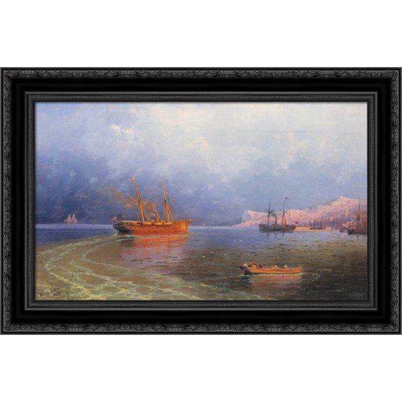 Near coast of Yalta 24x17 Black Ornate Wood Framed Canvas Art by Aivazovsky, Ivan
