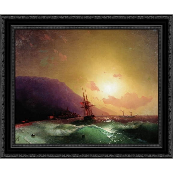 Near coast of Yalta 24x20 Black Ornate Wood Framed Canvas Art by Aivazovsky, Ivan