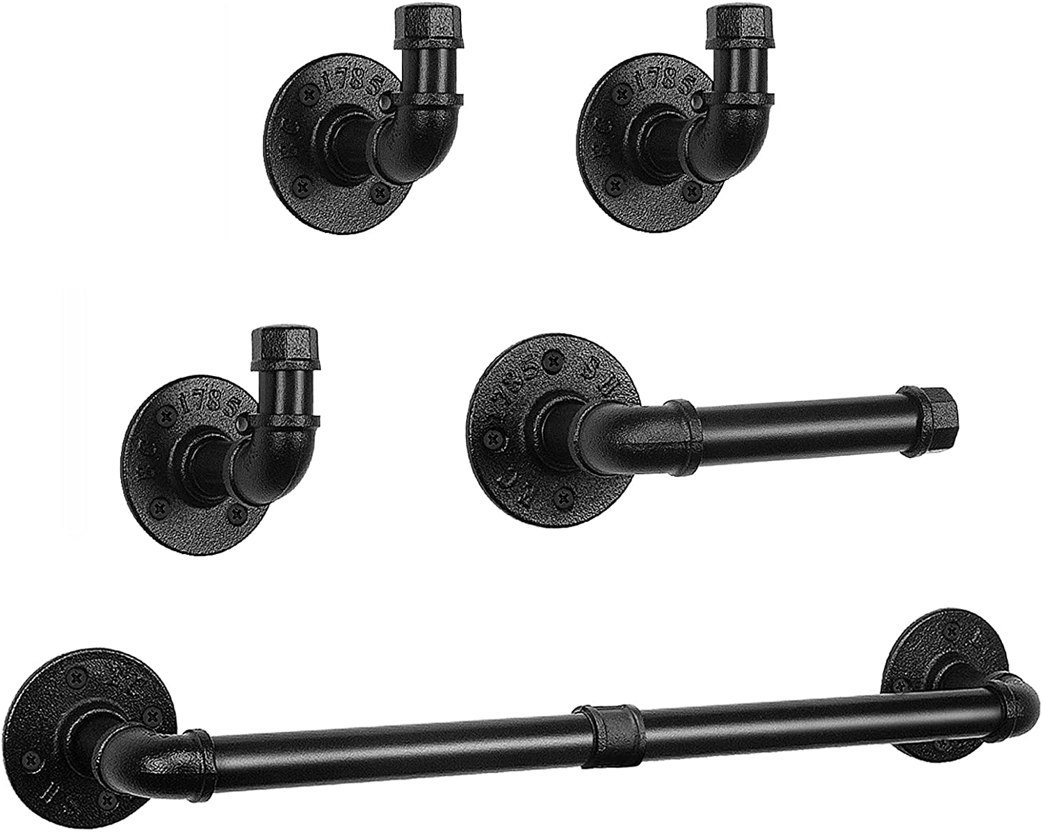 NearMoon 5-Pieces Industrial Pipe Bathroom Hardware Set, Include 18 ...