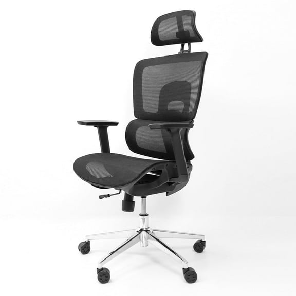 Nearhub EC20 Ergonomic Office Mesh High Back Desk Chair, Adjustable and Comfortable, Headrest and Armrests, Swivel, Black