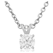 SuperJeweler Diamond Solitaire Necklace for Women, 1/4 Carat in Sterling Silver, Elegant 18" Diamond Necklace for Women