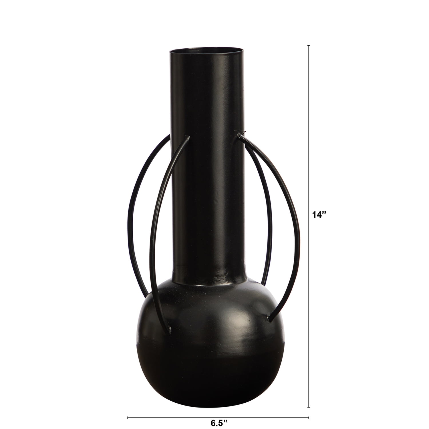 14" Black Contemporary Metal Vase for Table Top