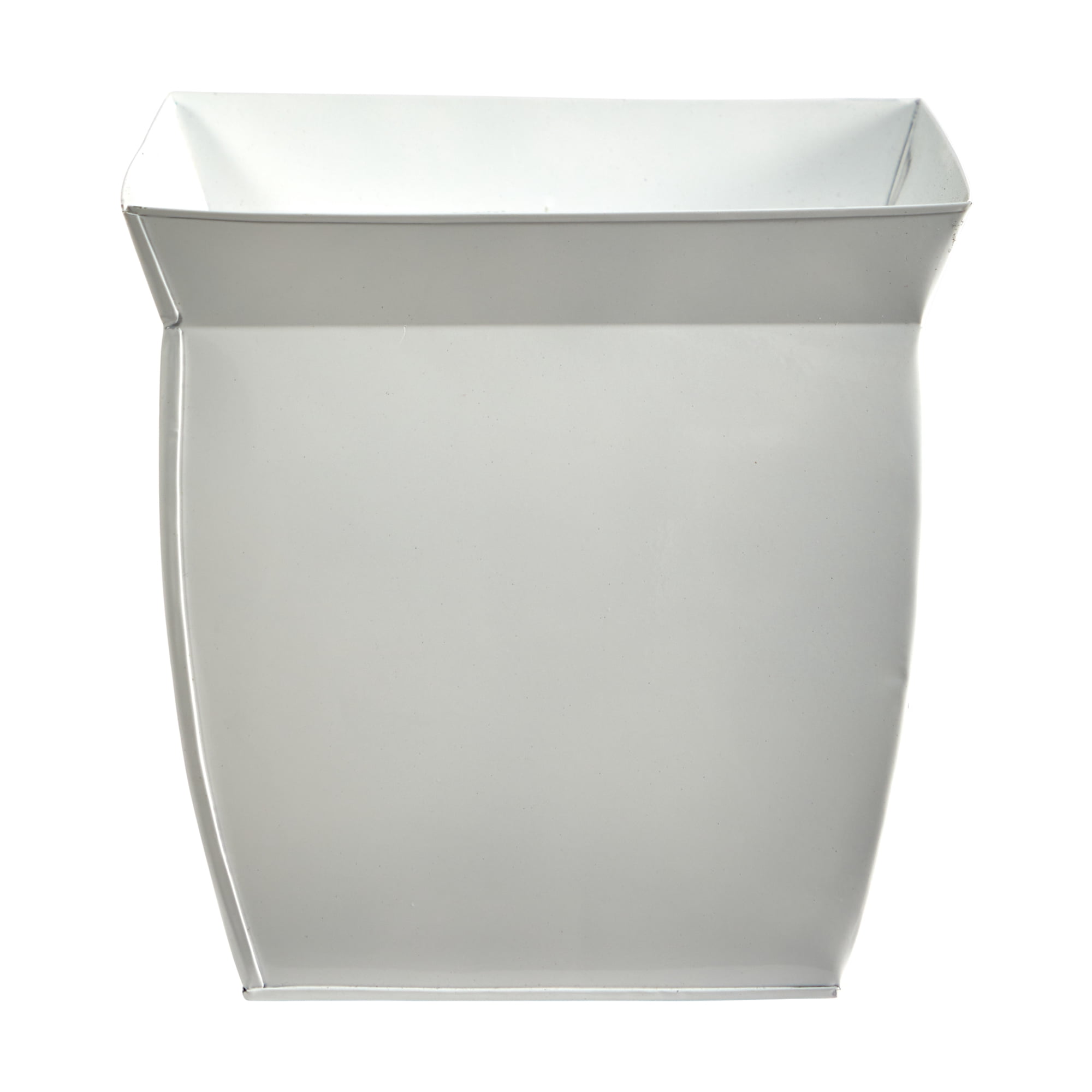 Nearly Natural 11.75" Fluted Metal Square Planter, White