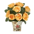 thumbnail image 1 of Nearly Natural 11" Rose Artificial Flower Arrangement in Floral Vase, Yellow, 1 of 3