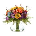 thumbnail image 1 of Nearly Natural 11in. Mixed Flowers Artificial Arrangement in Glass Vase, 1 of 2