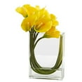 thumbnail image 1 of Nearly Natural 12" Calla Lily in Rectangular Glass Vase Artificial Arrangement, 1 of 2