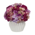thumbnail image 1 of Nearly Natural 12” Hydrangea Artificial Plant in White Vase, 1 of 2