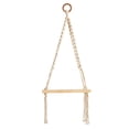 thumbnail image 1 of Nearly Natural 12" x 22" Hand Woven Off-White Macrame Wall Hanging with Wooden Shelf Textile Art, 1 of 3