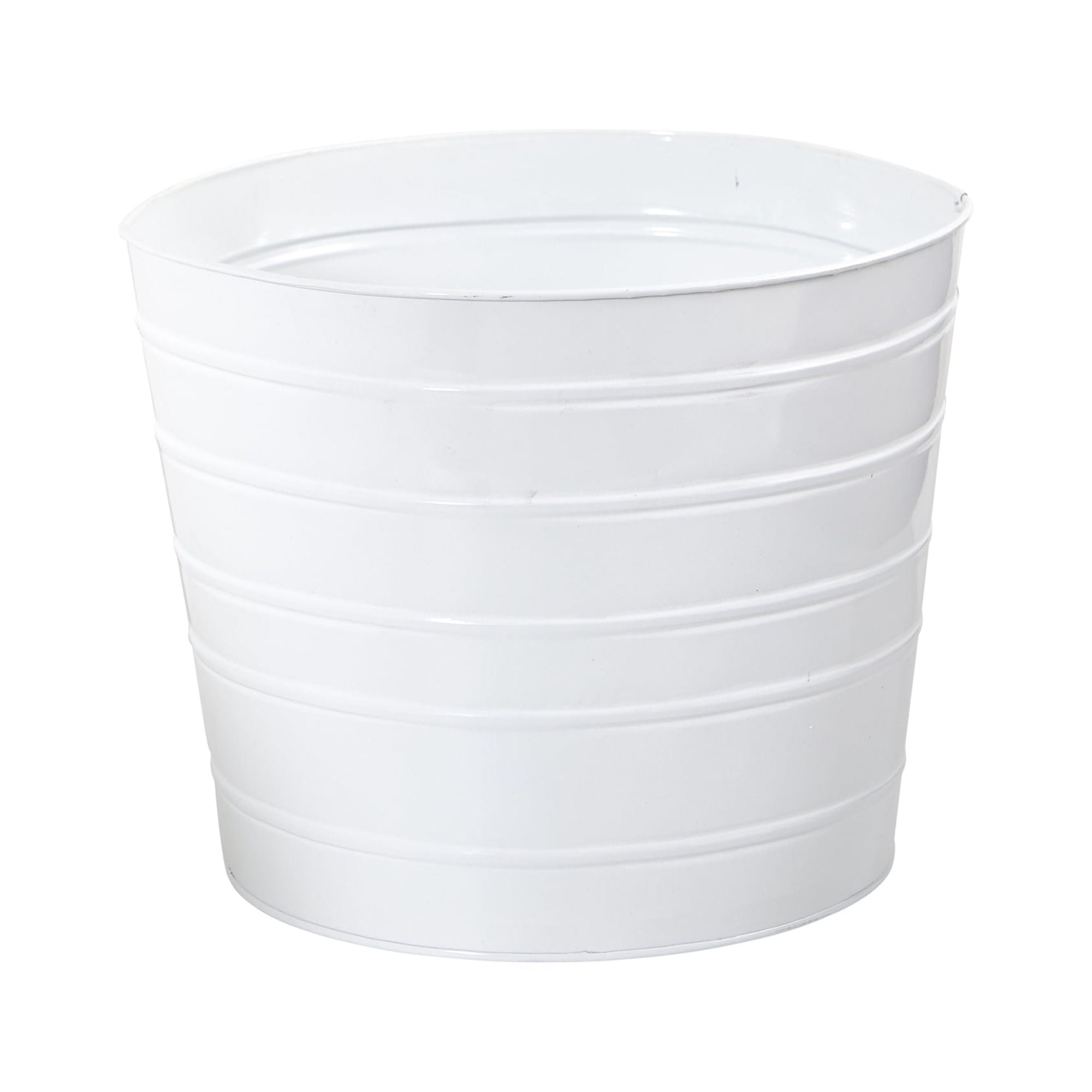 Nearly Natural 12in. Farmhouse White Metal Ribbed Planter