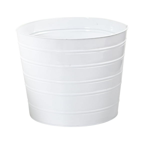 Nearly Natural 12in. Farmhouse White Metal Ribbed Planter