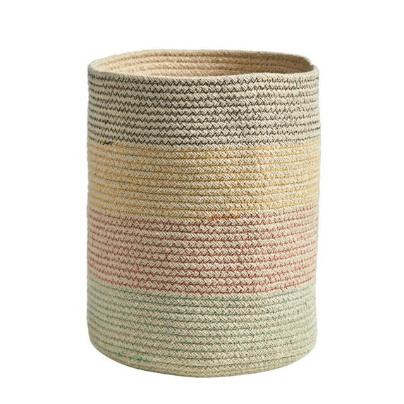 Nearly Natural 12in. Handmade Natural Cotton Multicolored Woven Basket Planter