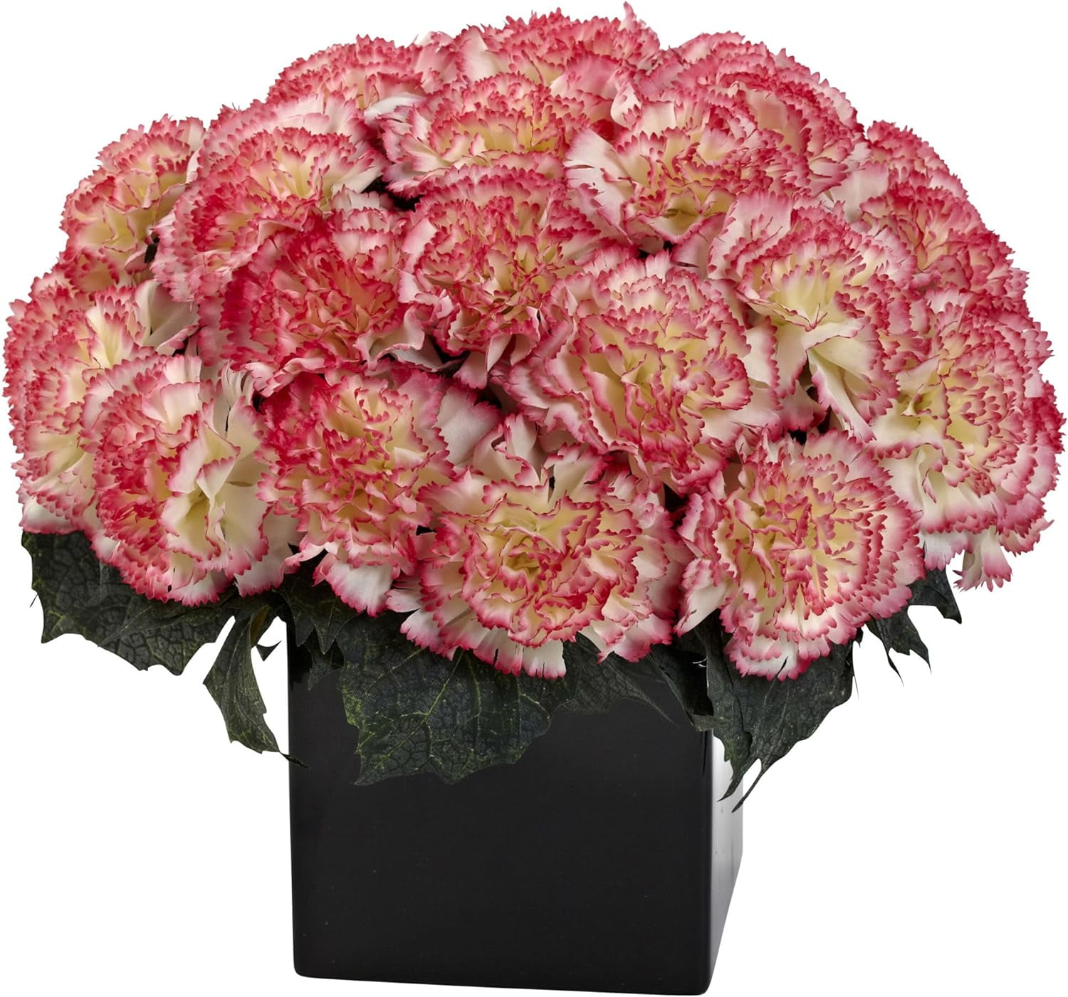 Nearly Natural 1372 1 Carnation Arrangement, Black Vase