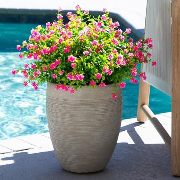 Nearly Natural UV-Resistant Artificial Outdoor Mini Rose Bush - 13" - Pink - Set of 12