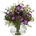 thumbnail image 1 of Nearly Natural 14.5" Artificial Mixed Purple Morning Glory Bouquet, 1 of 2