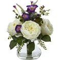 thumbnail image 1 of Nearly Natural 14.5" White Rose and Morning Glory Artificial Plant Arrangment with Vase, 1 of 3