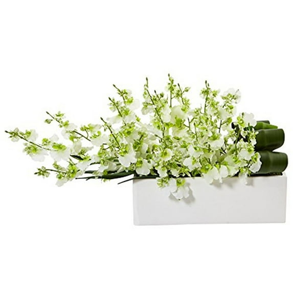Dancing Lady Silk Orchid in Rectangular Ceramic Planter