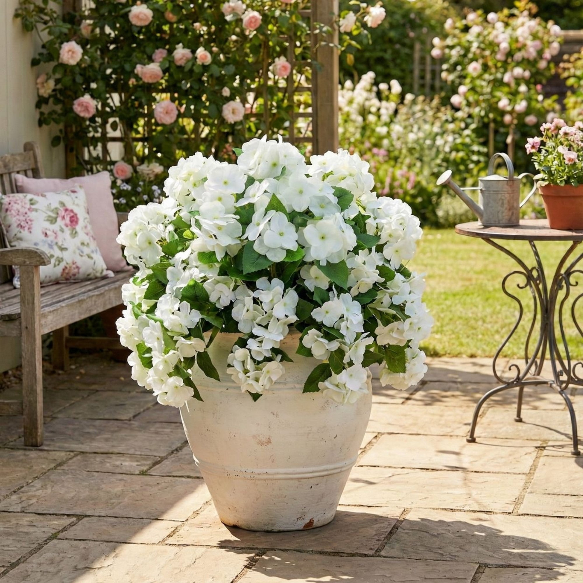 Nearly Natural UV-Resistant Artificial Hydrangea Bush Plant - 14