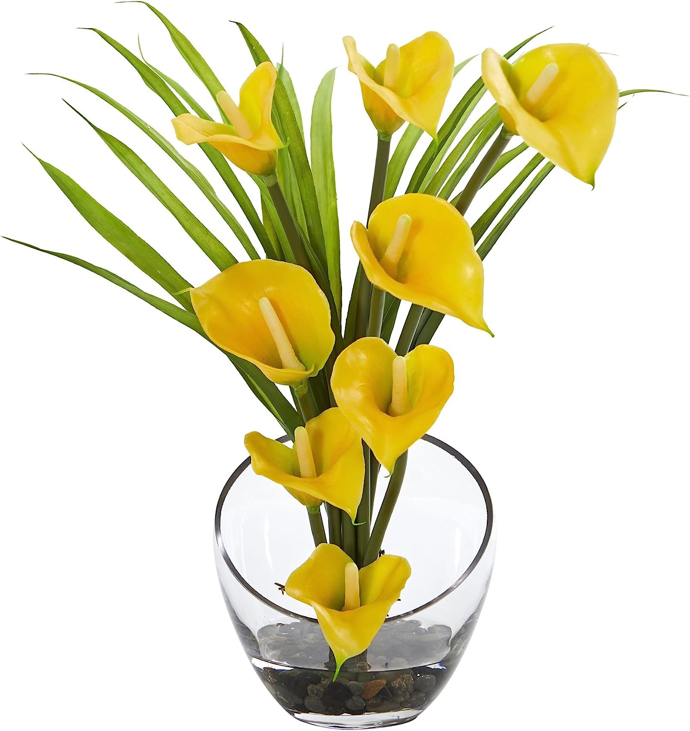 Nearly Natural 15.5in. Calla Lily and Grass Artificial Arrangement in