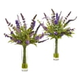 thumbnail image 1 of Nearly Natural 15” Lavender Artificial Arrangement in Glass Vase (Set of 2), 1 of 3