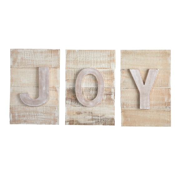 Nearly Natural 15" Rustic JOY Wall Art, Beige