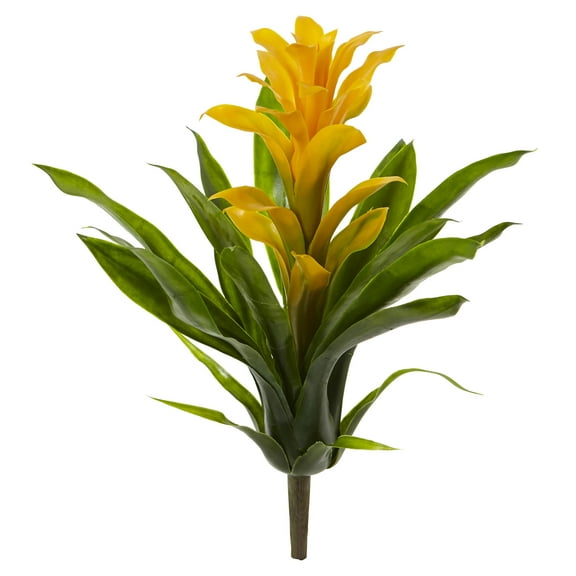 Nearly Natural 15in. Bromeliad Artificial Flower (Set of 4), Yellow