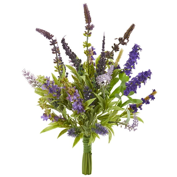 Nearly Natural 15in. Lavender Artificial Flower Bouquet (Set of 3), Purple