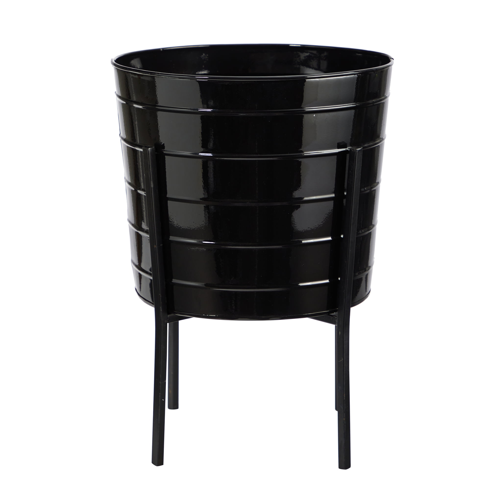 Nearly Natural 16" Farmhouse Metal Ribbed Planter