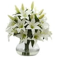 thumbnail image 1 of Nearly Natural 16"H Lily Silk Arrangement with Glass Vase, 1 of 6