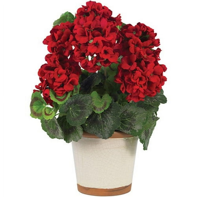 Nearly Natural 17" Geranium Silk Plant, Green