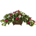 thumbnail image 1 of Nearly Natural 17" Pink/White Bougainvillea Artificial Plant in Metal Planter, 1 of 3