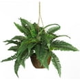 thumbnail image 1 of Nearly Natural 18" Boston Fern Artificial Plant in Hanging Basket, Green, 1 of 6
