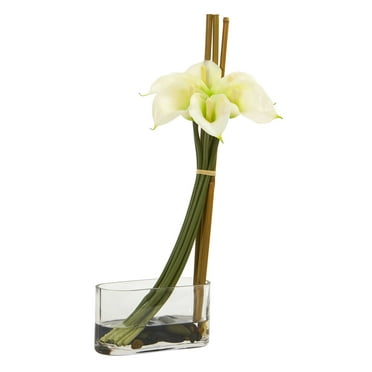 Nearly Natural 18” Calla Lily with Bamboo Artificial Arrangement