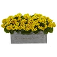 thumbnail image 1 of Nearly Natural 18" Geranium Artificial Plant in Stone Planter, Yellow, 1 of 2